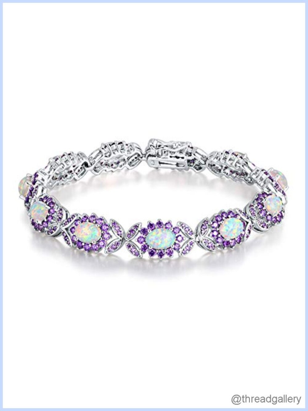 White Gold Plated Opal Tennis Bracelet Bridal Evening Party Gift